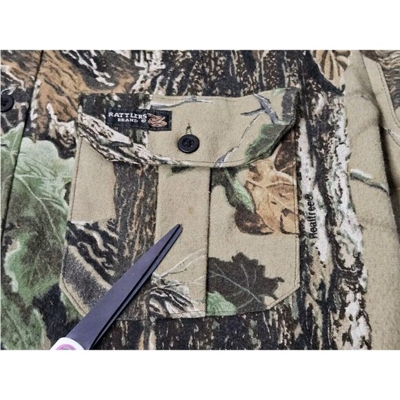 VTG Rattlers Brand Chamois Realtree Camo Shirt Men's Medium Hunting Button Up - Picture 5 of 10